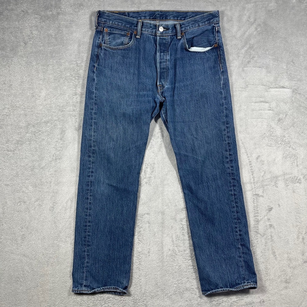 Levi's‎ 501 Original Fit Jeans Mens 34(33)x30(28) Blue Med Wash Button Fly Denim